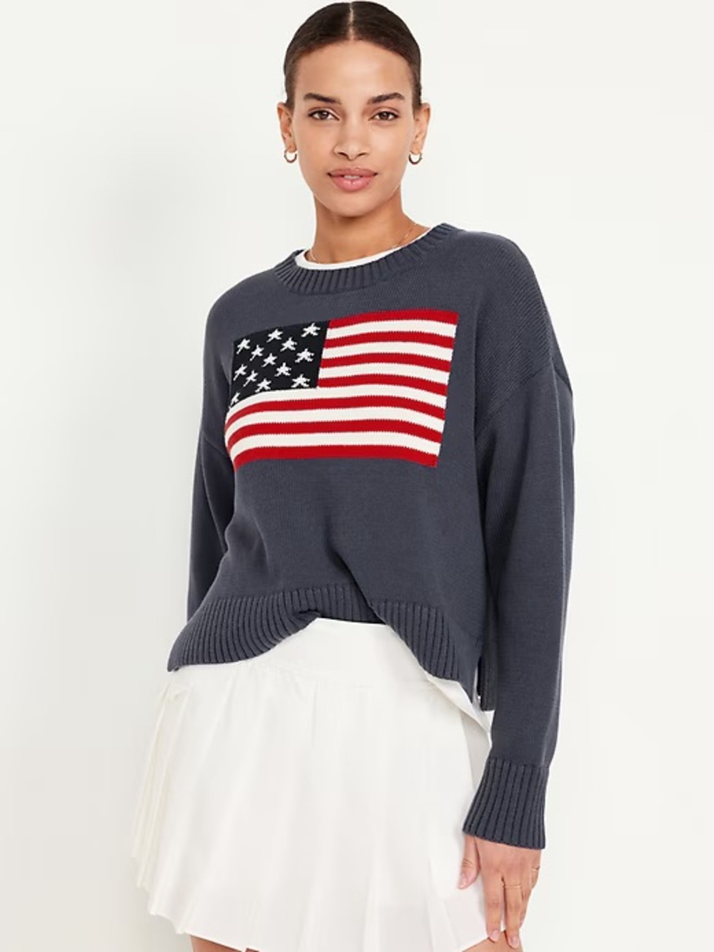 Old Navy Blue American Flag Women’s Sweater